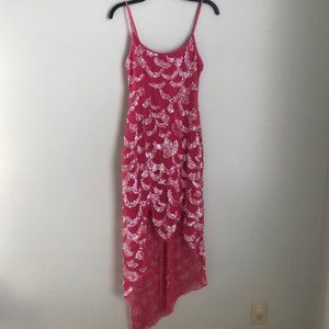 Cache Pink Sleeveless Sequin Beaded Evening Dress Size M